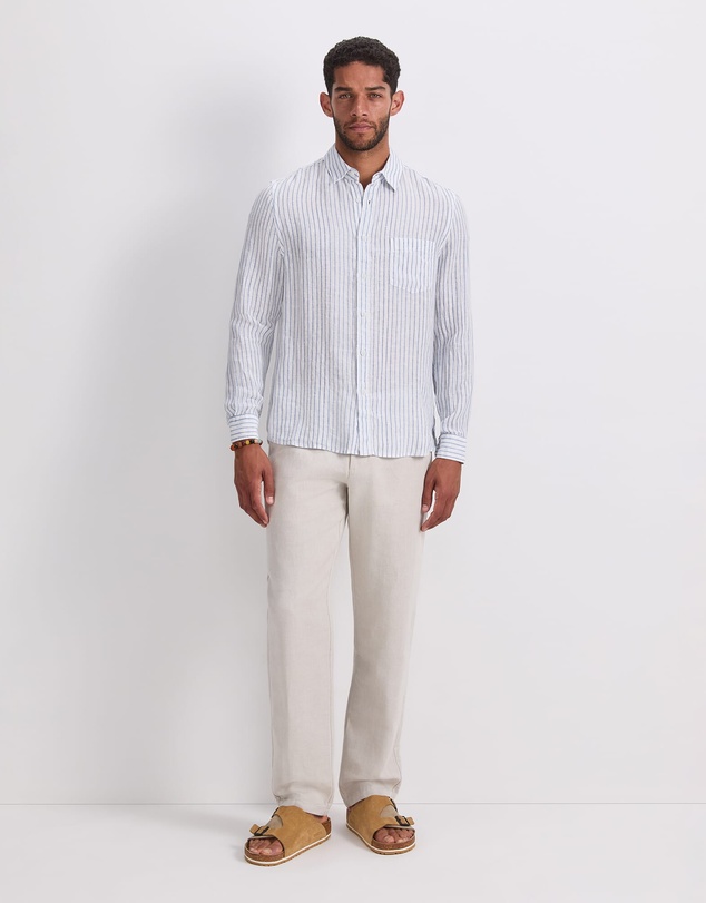 Sportscraft - Marco Long Sleeve Linen Stripe Shirt