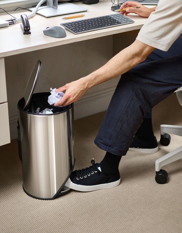 Joseph Joseph - Arc™ 10-Litre Slimline Pedal Bin with Liner Pocket - Stainless Steel