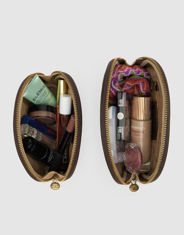Republic of Florence - Duo Matt Chocolate Leather Pouch Set