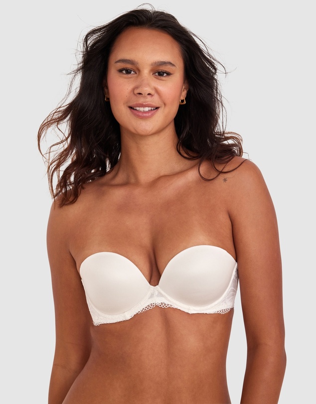 Bras N Things - Body Bliss Lace Strapless Push Up Bra - Ivory