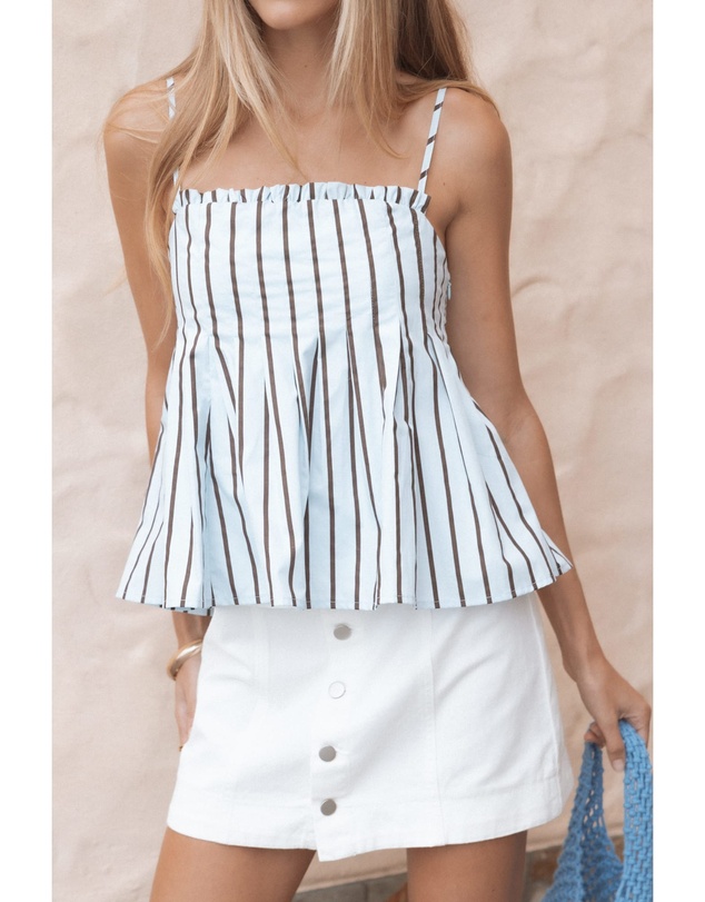 Petal & Pup - Dulce Top - Blue/Brown Stripe