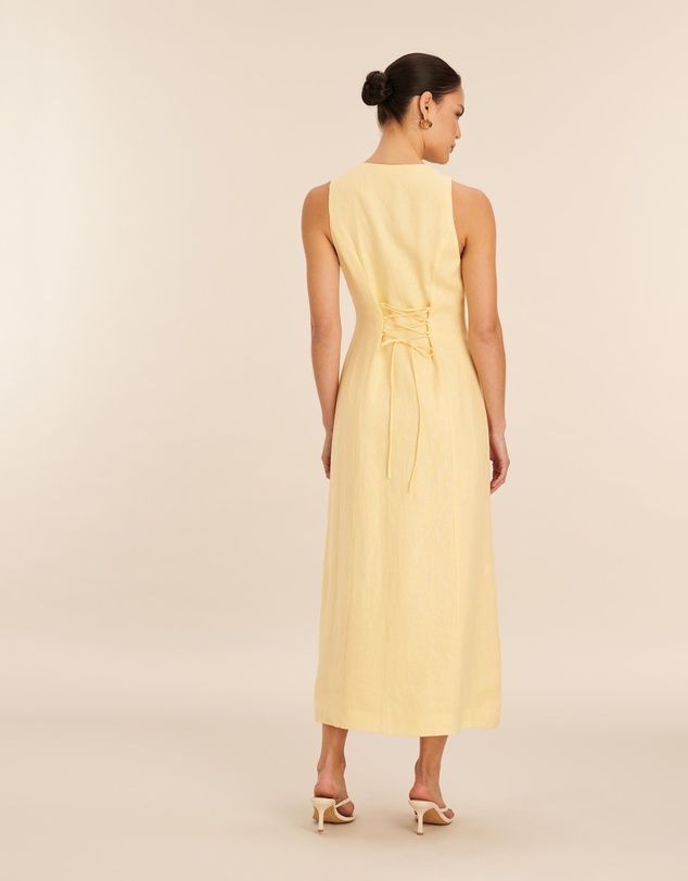 AERE - Linen Button Down Midi Dress