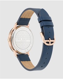 Ted Baker - Keythlin 36mm Rose Gold-ToneCase with Blue Dial and Leather Strap