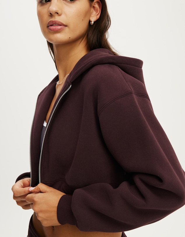 Cotton On Body Active - Plush Micro Cropped Zip Through