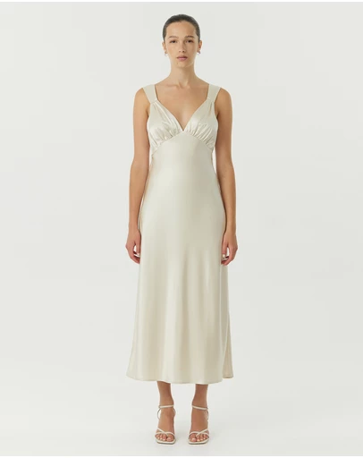 Third Form - Satin Gather Bra Bias Slip Dress