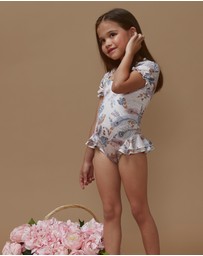 Aqua Blu Kids - Plumeria Short Sleeve One Piece - Kids
