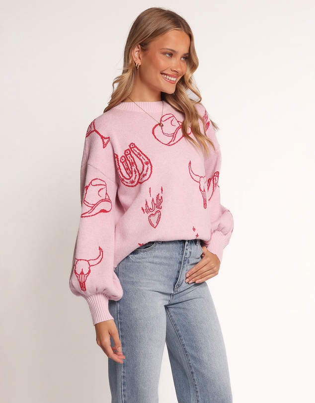 Petal & Pup - Jax Western Knit Sweater - Pink