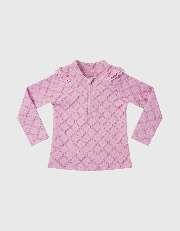 Aqua Blu Kids - Stepping Stones Pink Long Sleeve Rash Vest - Babies