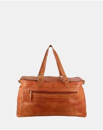 Pierre Cardin - Pierre Cardin Burnished Leather Multi-Compartment Overnight Bag