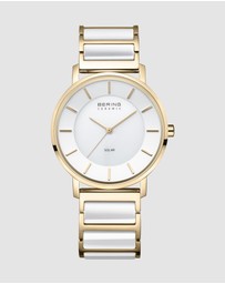 Bering - Bering Solar 41mm White Dial Two Tone Ceramic Strap Watch