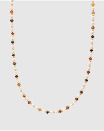 Nialaya Jewellery - Mini Beaded Necklace with Pearls and Tiger Eye