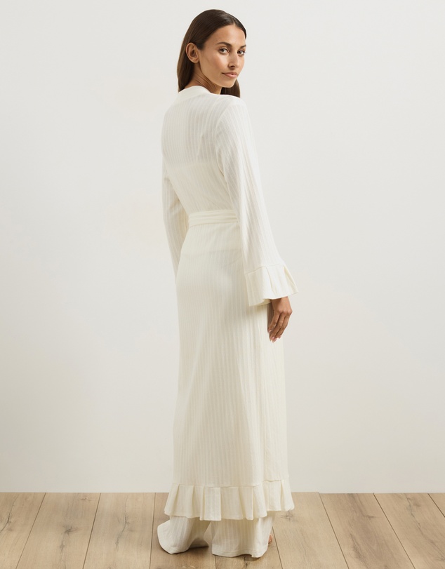 Atmos&Here - Melody Pointelle Wrap Robe With Frill Hem