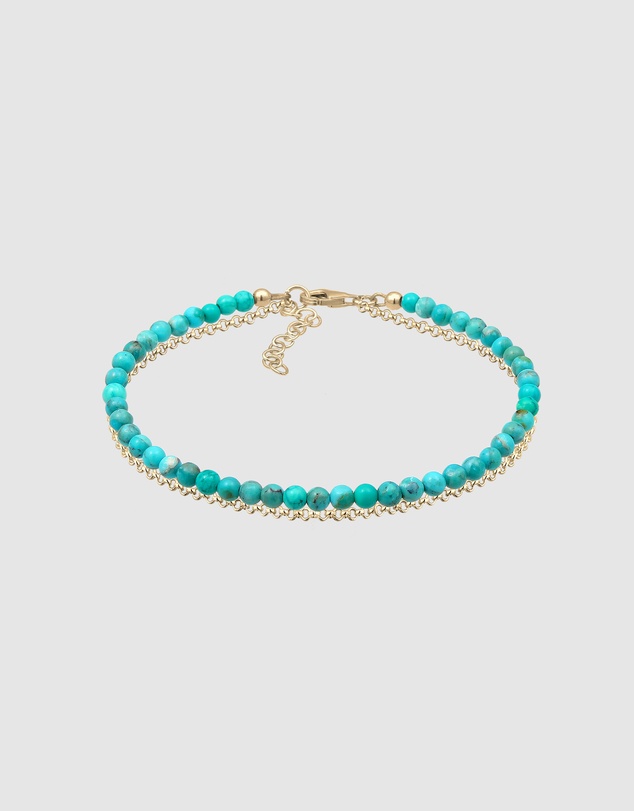 Elli Jewelry - Bracelet Women Layer Howlite Gemstone Beads 925 Sterling Silver Gold Plated
