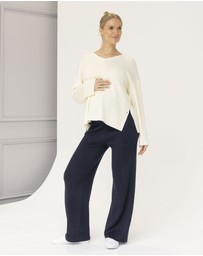 Angel Maternity - Cecil Maternity Knit Pants in Ink Navy