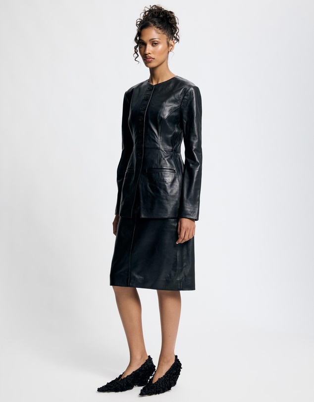 Lover - Hollis 100% Leather Midi Skirt