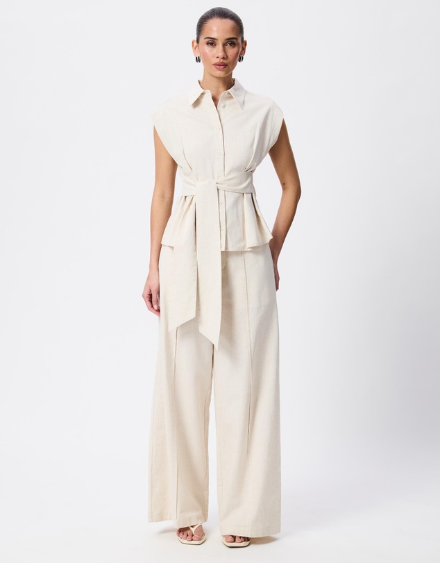 Tussah - Esme Pintuck Linen Blend Wide Leg Pants