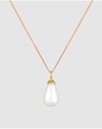 Elli Jewelry - Necklace Drop Pendant Classic with Freshwater Cultured Pearl in 925 Sterling Silver Gold Plated