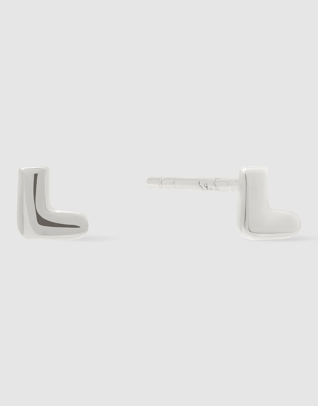 Wanderlust + Co - Alphabet Bubble Silver Stud Earrings - Letter L