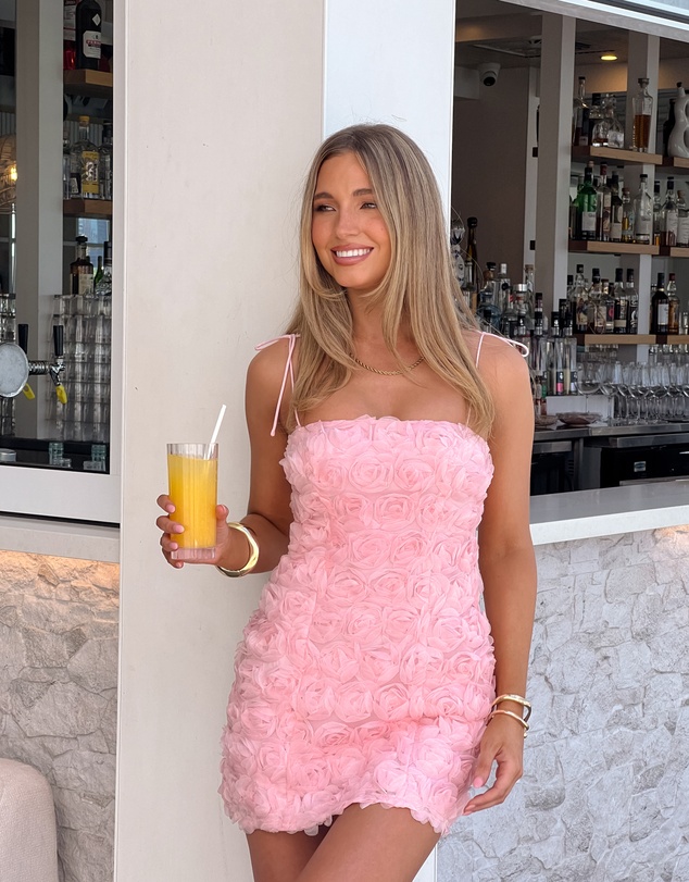 Beginning Boutique - Evie Light Pink Textured Floral Mini Dress