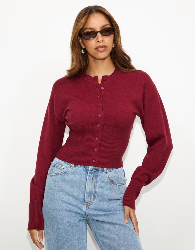 Dazie - Mira Cinched Waist Button Up Cardigan
