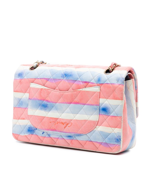 Pre-Loved by Azura Reborn - Pre-Loved Medium Classic Printed Lambskin Watercolor Double Flap