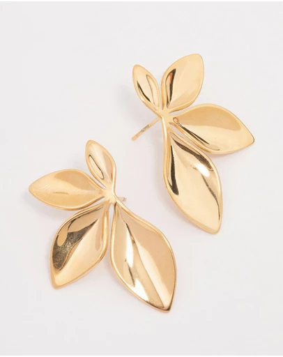 Lovisa - Waterproof Gold Plated Stainless Steel Leaf Cluster Stud Earrings