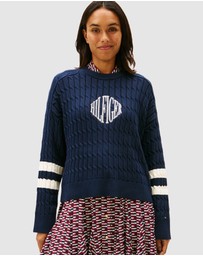 Tommy Hilfiger - Logo Embroidery Relaxed Cable Knit Jumper