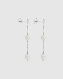 Najo - Tidal Whisper Silver Double Pearl Earring