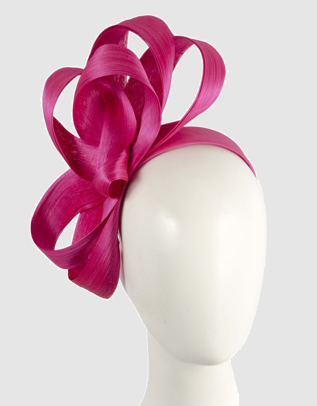 Fillies Collection - Hot Pink Silk Abaca Loops Racing Fascinator