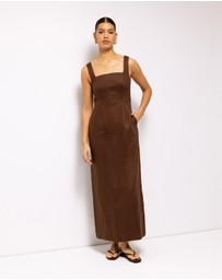 AERE - Kaili Linen Square Neck Maxi Dress