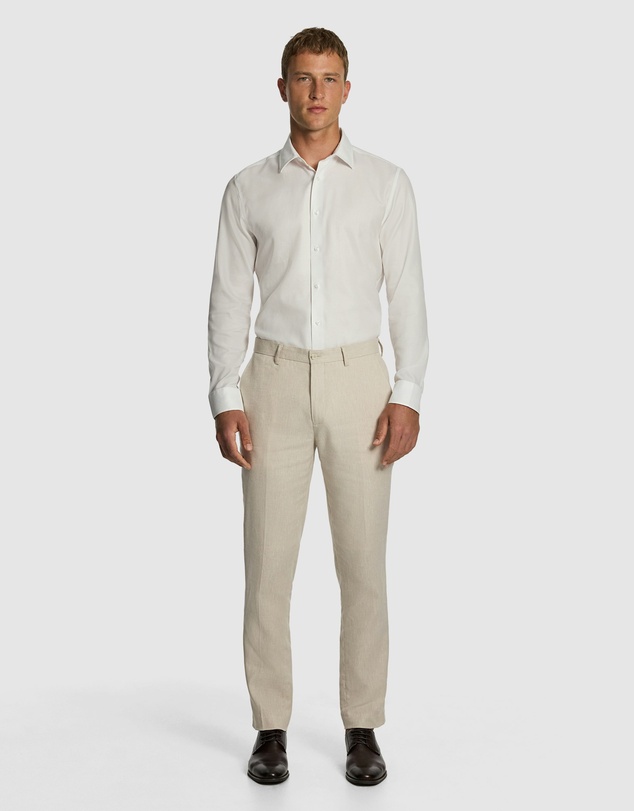 yd. - Carter Stretch Linen Blend Slim Tapered Dress Pant