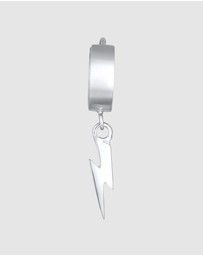 Kuzzoi - ICONIC EXCLUSIVE - Earrings Men Creole Lightning Pendant Single Piece in 925 Sterling Silver