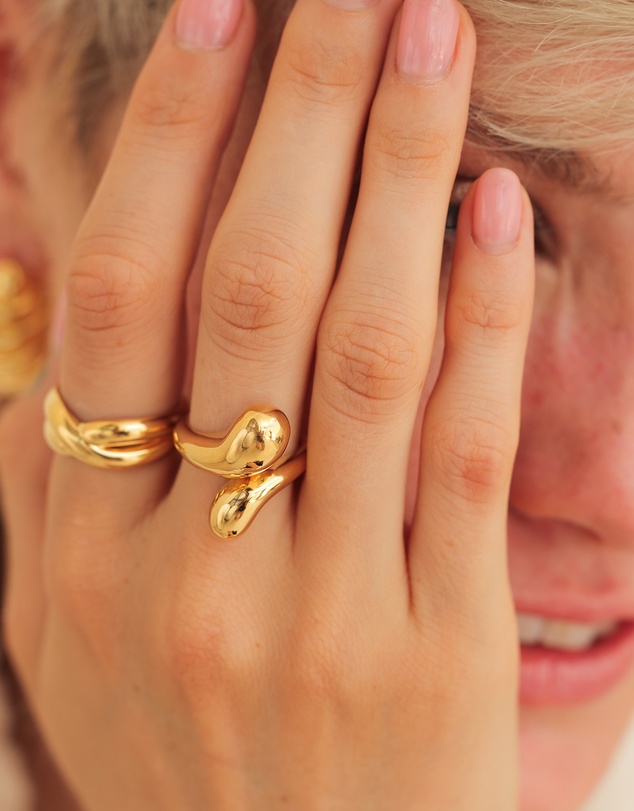 Elli Jewelry - Ring Gold-plated 925 Sterling Silver Ring - Resizable, Perfect for Party & New Year's Eve