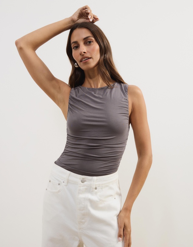 Atmos&Here - Effie Sleeveless Gathered Jersey Bodysuit