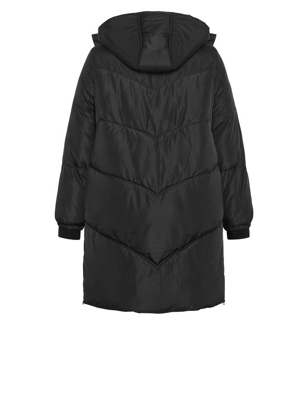 City Chic - Plus size Leah Longline Puffer Jacket - black