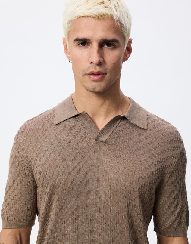 Emporio Armani - Polo-Collar Link Stitch Plain Knit Jumper