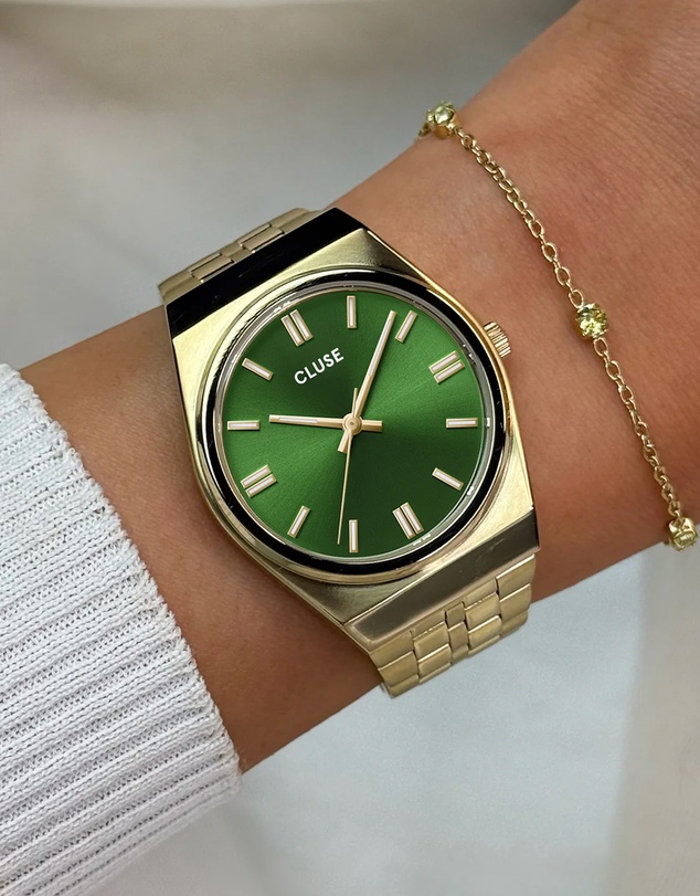 Cluse - Retro 70's Forest Green/Gold Link