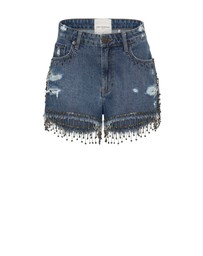 ONE TEASPOON - Razzle Dazzle Truckers Mid Waist Relaxed Shorts Blue