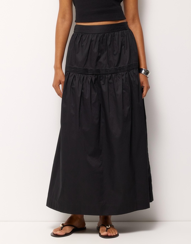 AERE - Pintuck Poplin Midi Skirt