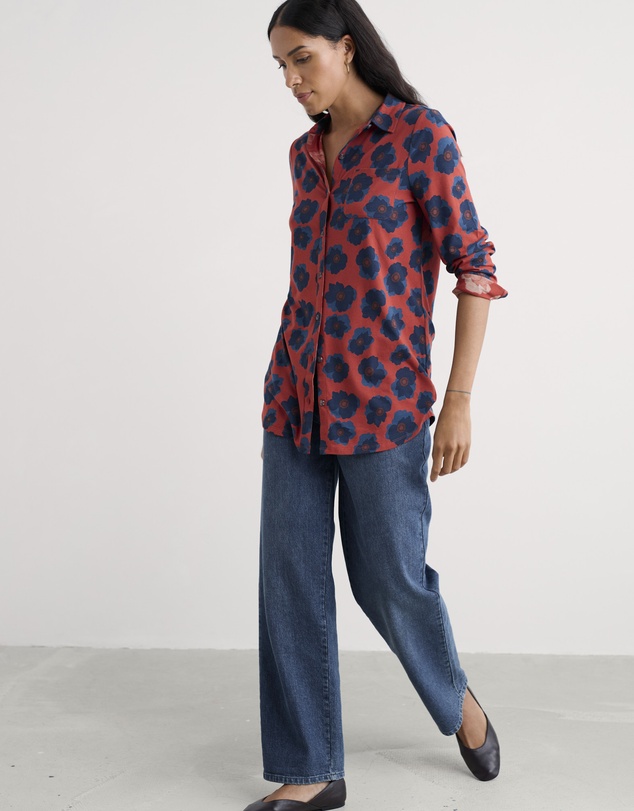 Seasalt - Seasalt Cornwall Red Dove Plant Jersey Button-Through Tunic