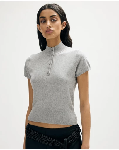 Minima Esenciales - Zoa Cotton Cashmere Funnel Neck Knit Top