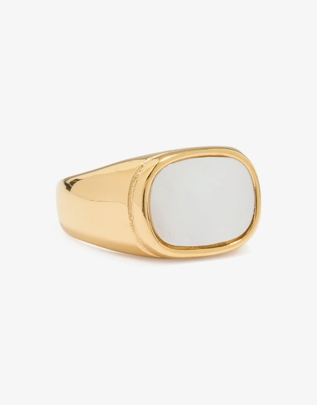 Lovisa - Waterproof Gold Plated Stainless Steel Square Semi Precious Moon Stone Signet Ring