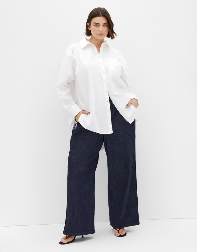 City Chic - Plus size Alissa Side Stripe Denim Pant - dark wash