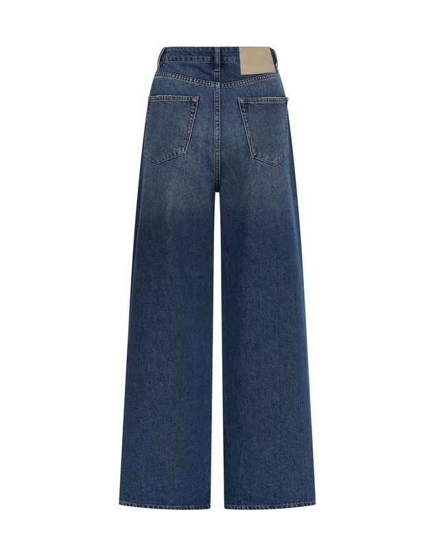 ONE TEASPOON - Love Machines Mid Waist Super Wide Leg Denim Jeans - Blue Thunder