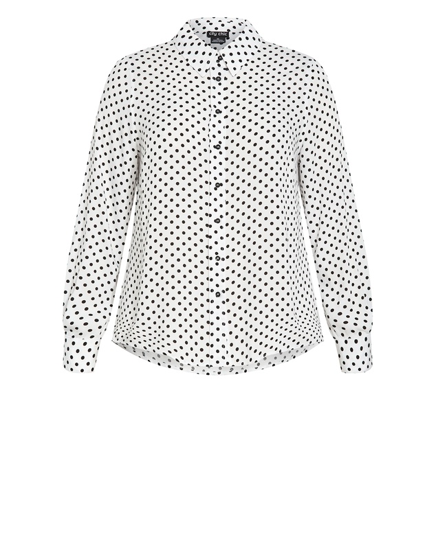 City Chic - Plus size Hesper Mews Spot Shirt - white