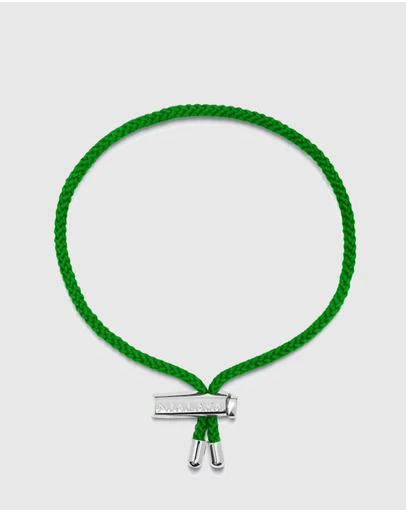 Nialaya Jewellery - Men's Green String Bracelet with Adjustable Silver Lock