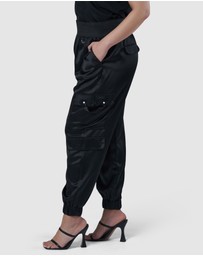 Sunday In The City - Jaded Satin Cargo Pants