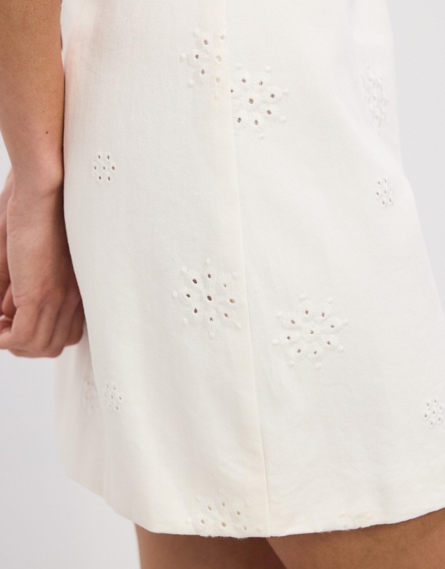 The Fated - Twill Broderie Mini Dress