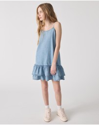 Decjuba Kids - Ashley Denim Ruffle Dress - Teens