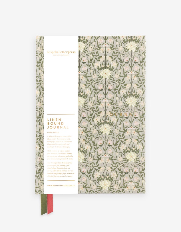 Bespoke Letterpress - Linen Bound Lined Journal - Bloomere